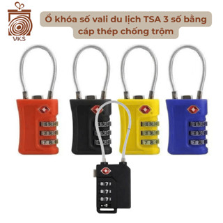   Hỏa Tốc HCM Ổ khóa số vali du lịch TSA 3 số bằng cáp thép chống trộm-Khóa số vali balo túi xách – ổ khóa TSA cáp thép 