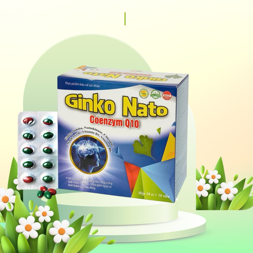 Hoạt huyết dưỡng não Ginko nato Coenzym Q10 ( hộp 100 viên), DP