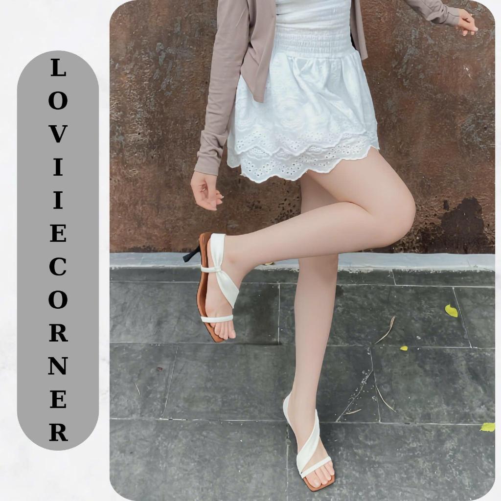 LOVIIECORNER - GIÀY CAO GÓT NỮ XINH QUAI NGANG MẢNH SANG CHẢNH - GUỐC NỮ MŨI VUÔNG GÓT LOE CAO 7P - 