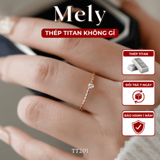   KHÔNG ĐEN GỈ  Nhẫn Titan mạ vàng đính đá tinh tế đơn giản dành cho nữ - Mely 1544 