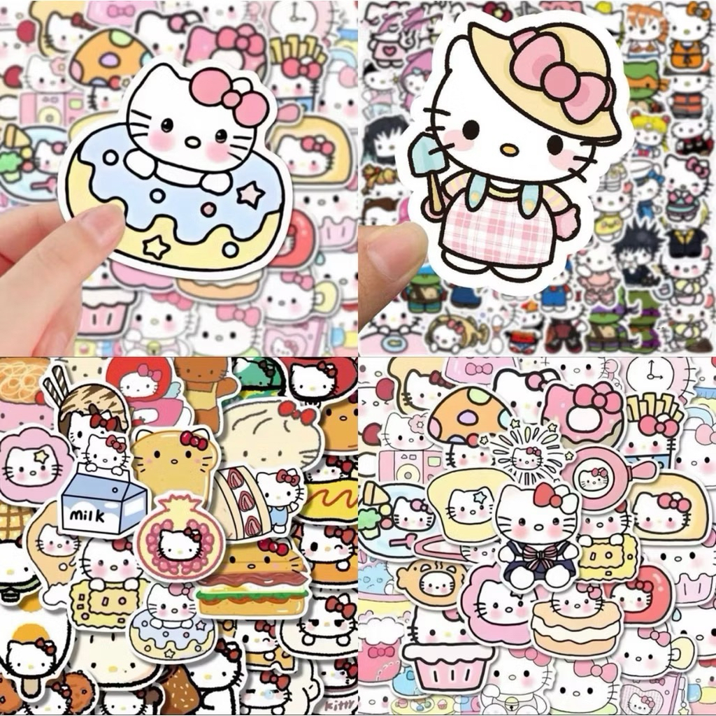Miếng dán Sticker mèo HELLO KITTY emoji DIY hình dán graffiti mèo kitty cute trang trí sổ  nhãn dán