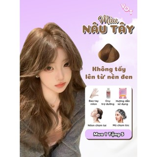  Thuốc nhuộm tóc NÂU TÂY VOT Hair kem nhuộm tại nhà dưỡng tóc | Tặng tinh chất oxy collagen trợ nhuộm 