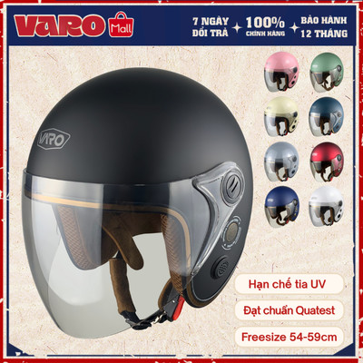 Mũ Bảo Hiểm 3/4 VARO A317 Kính Phủ thông gió viền đồng cao cấp