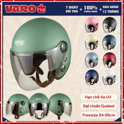 Mũ Bảo Hiểm 3/4 VARO Kính Phủ A317 Cao Cấp Bảo Vệ An Toàn Dành Cho Người Đi Xe Máy Chính Hãng