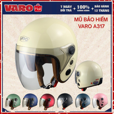 Mũ bảo hiểm 3/4 có kính VARO A317 viền đồng thông gió cao cấp