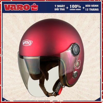 Mũ bảo hiểm 3/4 VARO A317 kính phủ cao cấp, kính đã qua xử lý màu đỏ đô chính hãng bảo hành 12 tháng