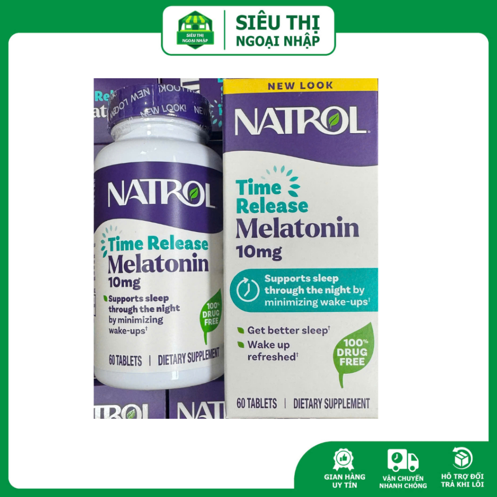 Viên uống Natrol Melatonin 10mg 60 viên của Mỹ