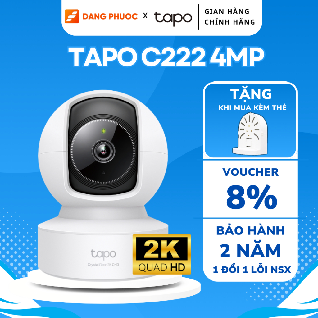   HỎA TỐC  Camera WIFI TP-Link Tapo C222 2K 4MP Tầm nhìn ban đêm Đàm thoại 2 chiều Bảo hành 2 năm 