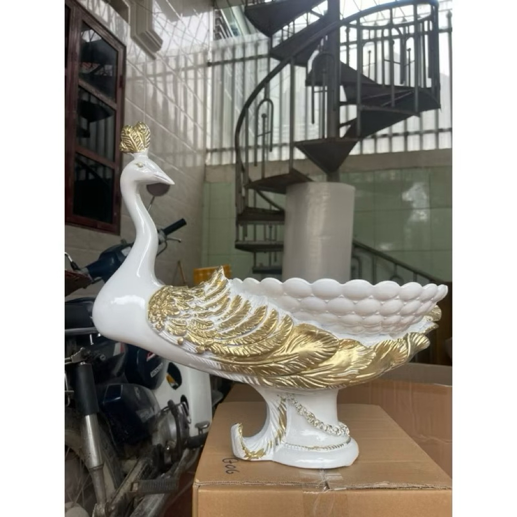 Lọ cắm hoa con công mã bh213, lọ cắm hoa chim công, bình hoa con công, bình công decor