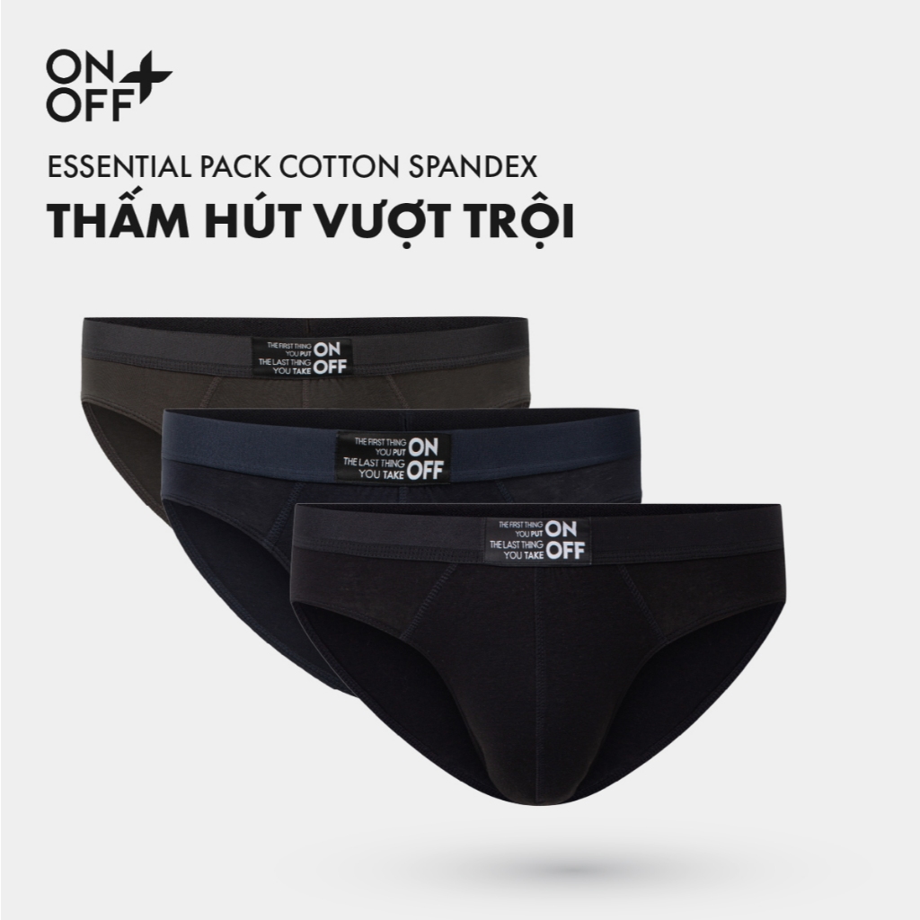 Combo 3 quần lót sịp nam tam giác brief Cotton Spandex Basic lành tính thấm hút mồ hôi - ONOFF 18UQ2
