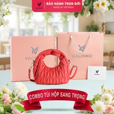 COMBO Hộp quà (Túi xách đeo chéo sang chảnh VACHINO-TX045 + Hộp +Túi Giấy + Túi rút đựng sản phẩm + Thiệp viết lời chúc)