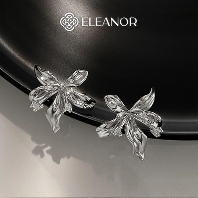 Bông tai nữ chuôi bạc 925 Eleanor Accessories hình hoa đính đá phụ kiện trang sức khuyên tai 10601