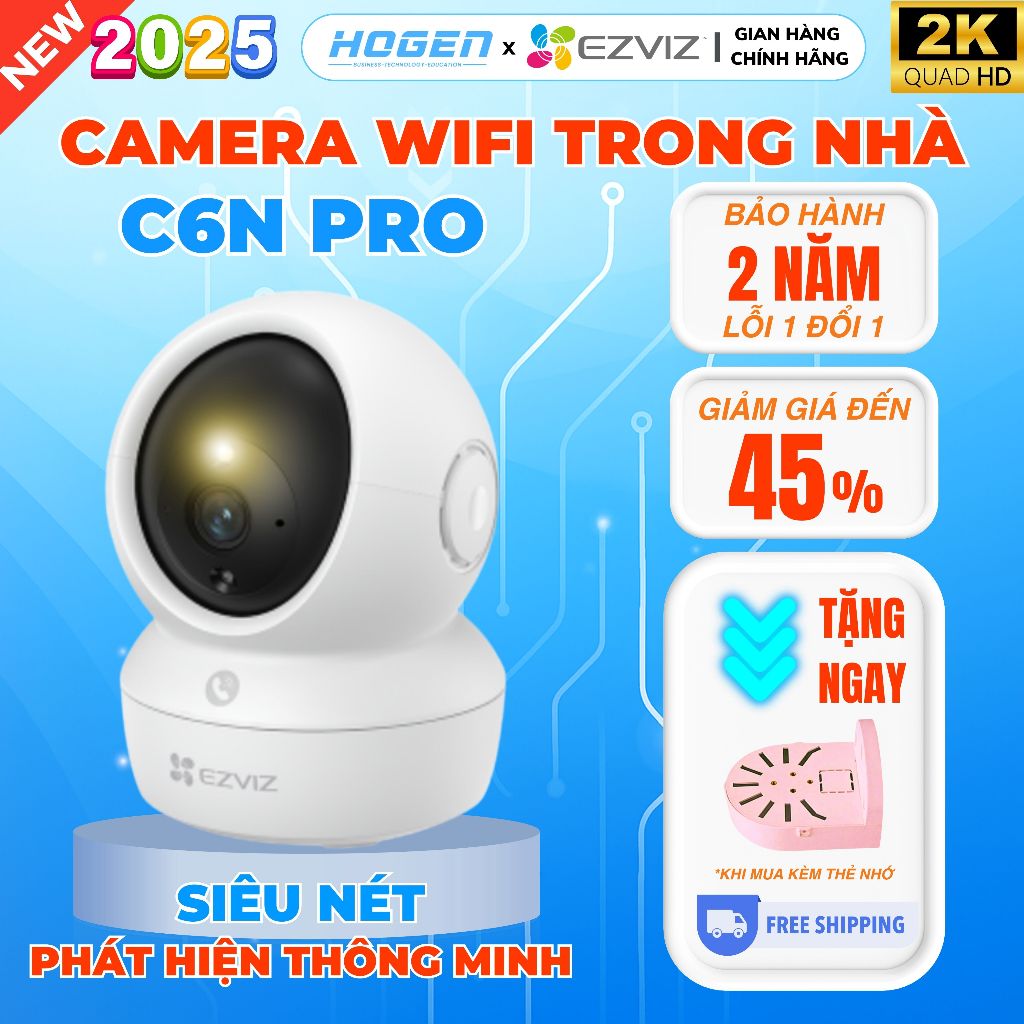 Camera WiFi Trong Nhà Ezviz C6N, H6C PRO 2MP 3MP 5MP -Xoay Quét 360,Đàm Thoại 2 Chiều, BH 24 Tháng