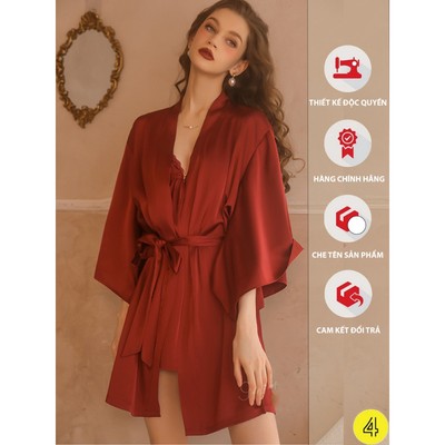 Áo Choàng Ngủ Mặc Nhà Tay Ngắn 4LOVA Chất Lụa Latin Sang Chảnh Quyến Rũ Freesize