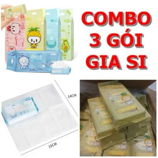 COMBO 3 LỐC(24 GÓI) Khăn Giấy Ướt Mini Bỏ Túi Đa Năng ,Tiện Dụng, Dễ Mang, An Toàn Cho Làn Da