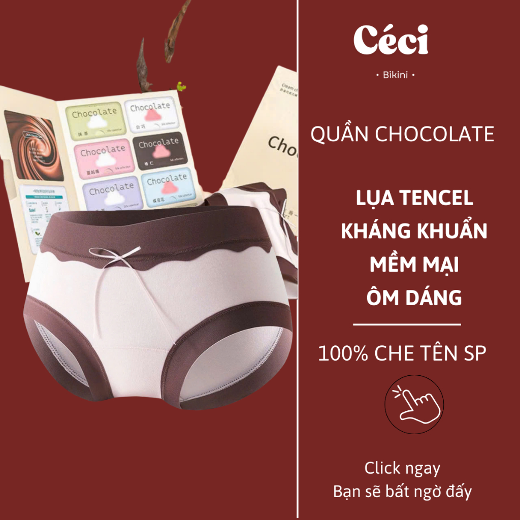 Hộp quà nội y CHOCOLATE Céci lụa Tencel kháng khuẩn, mềm mại, ôm dáng, ngọt ngào như sô cô la – SCL8