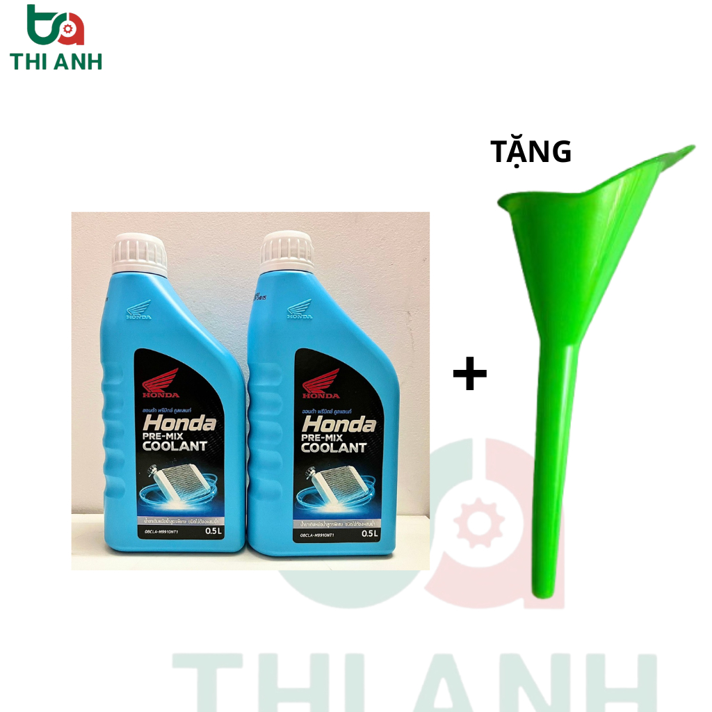 Combo 2 Chai Nước Mát Honda 0.5L Tặng 1 Phễu Đổ Nhớt Coolpant Làm Mát Xe
