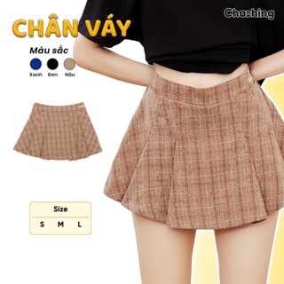 Chân Váy Ngắn Xếp Ly To ChaChing, Chân Váy Nữ Xếp Ly Ngắn Dáng Xoè Chất Vải Linen Xước, Có Quần Bảo Hộ Bên Trong