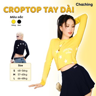 Áo Thun Tay Dài Hoạ Tiết Ngôi Sao ChaChing, Áo Thun Nữ Ôm Body Tay Dài, Áo Thun Tay Dài Ôm Dáng Chất Thun Cotton Co Giãn