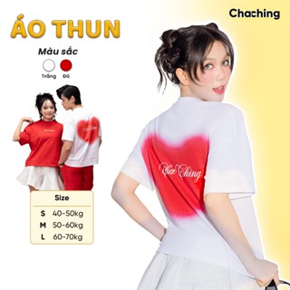 Áo Thun Unisex In Họa Tiết Trái Tim ChaChing, Áo Phông Form Boxy Baby Tee Cho Nữ Và Oversize Cho Nam Thun Cotton 250gsm