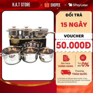 Bộ Nồi Chảo 6 Món 5 Đáy Inox Cao Cấp, An Toàn Siêu Dày Siêu Bền Cho Gia Đình Nội Trợ