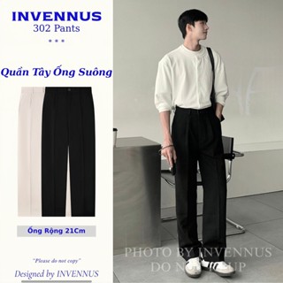 Quần tây nam ống suông INVENNUS cạp cao, quần âu nam tôn dáng vải tuyết hàn thoáng khí [302]