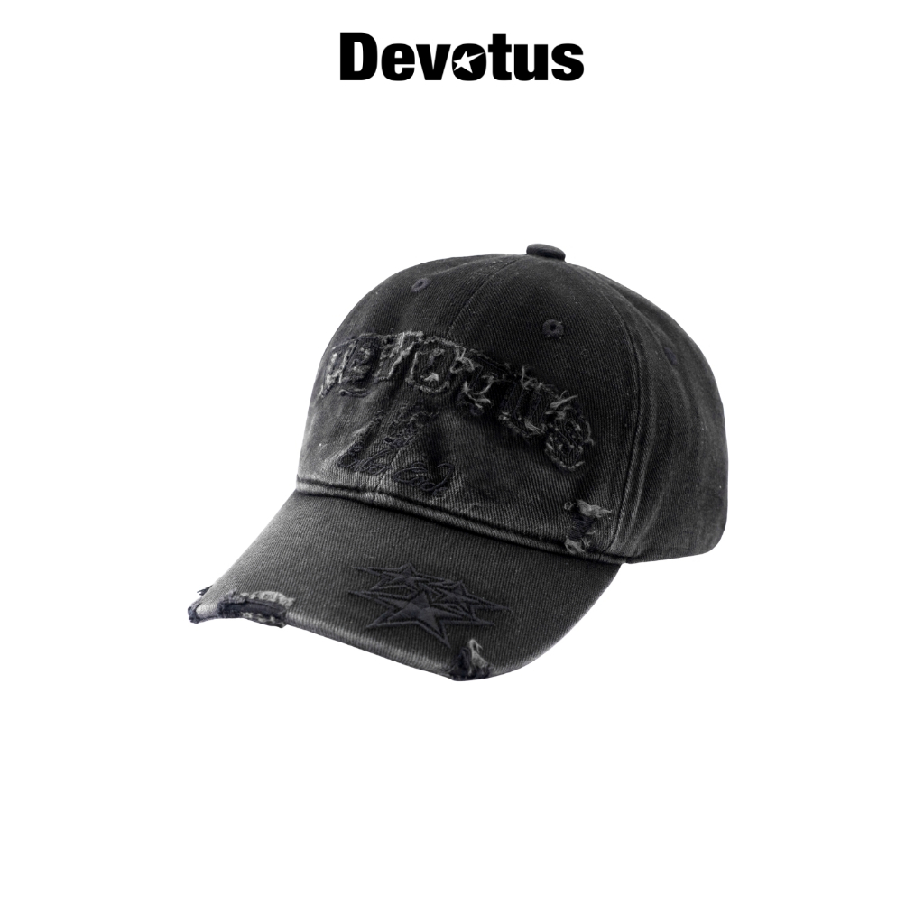 Nón kết mũ lưỡi trai Denim wash form mềm làm rách thủ công thêu nổi logo DEVOTUS - EMBER CODE CAP