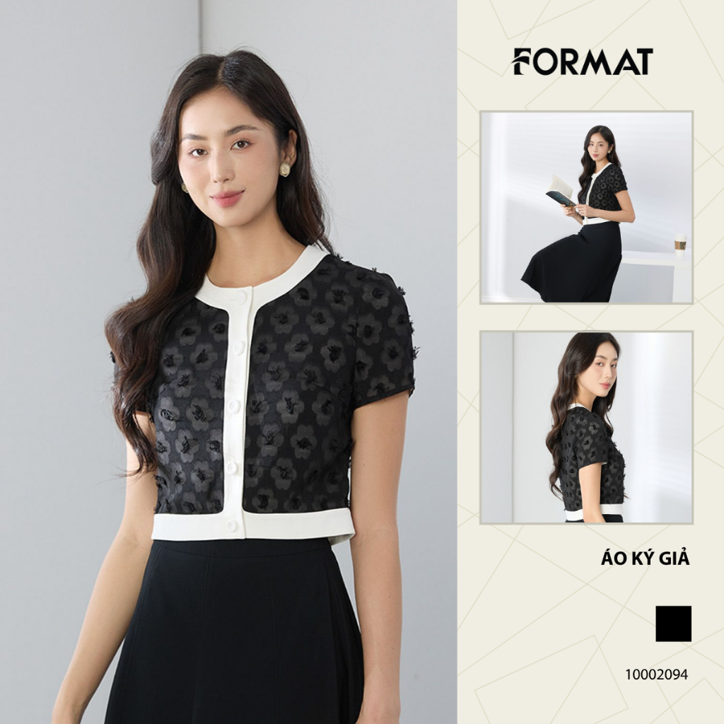 [ONLINE] Áo ký giả nữ Format 10002094 voan cổ tròn