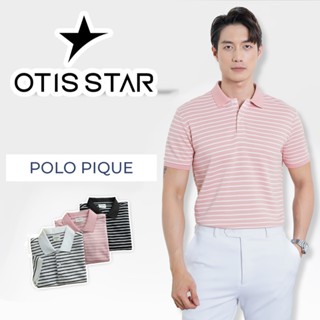Áo polo sọc ngang Otis Star, Mini Stripes, chất liệu Pique, Cotton Spandex 250gsm Menswear Nam Có Cổ