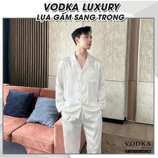 Đồ ngủ đôi pijama nam nữ mặc nhà sang chảnh lụa gấm cao cấp mềm mại LV15 - VODKA LUXURY 
