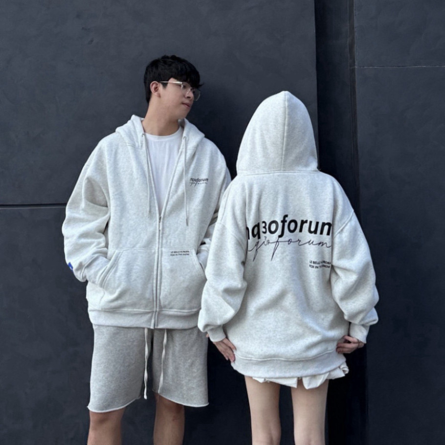 Hoodie Zip -Áo Khoác Nỉ thu đông In Chữ Kí NQ30 FORUM Form Rộng Nam Nữ Unisex