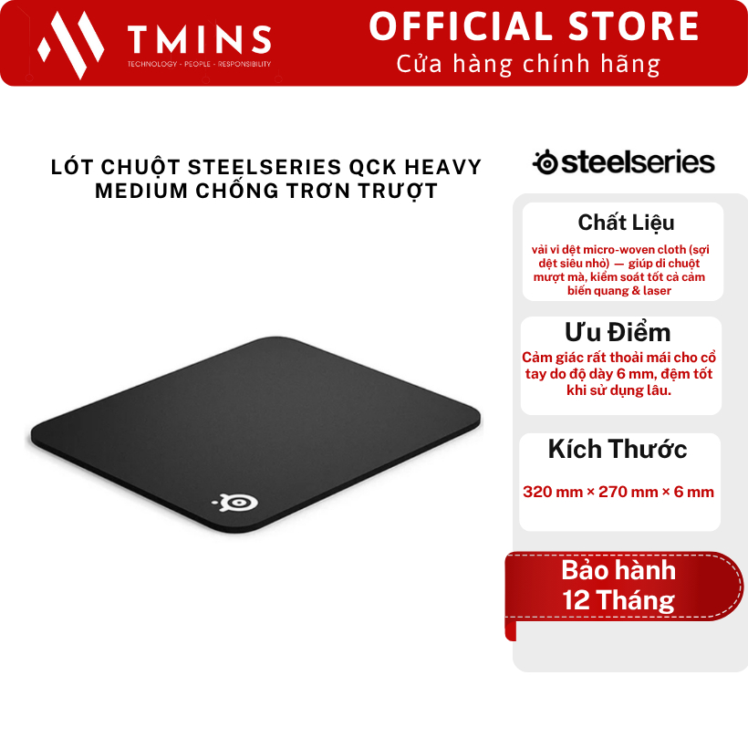 Lót Chuột Steelseries QcK Heavy Medium Chống Trơn Trượt