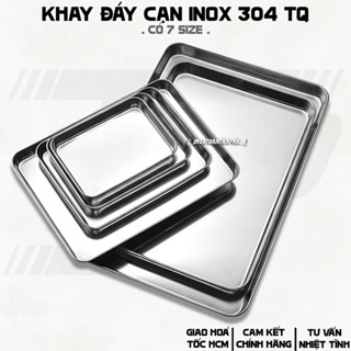  Khay Mâm Inox 304 Chữ Nhật Đáy Cạn - Khay Nướng Bánh Inox Chữ Nhật 