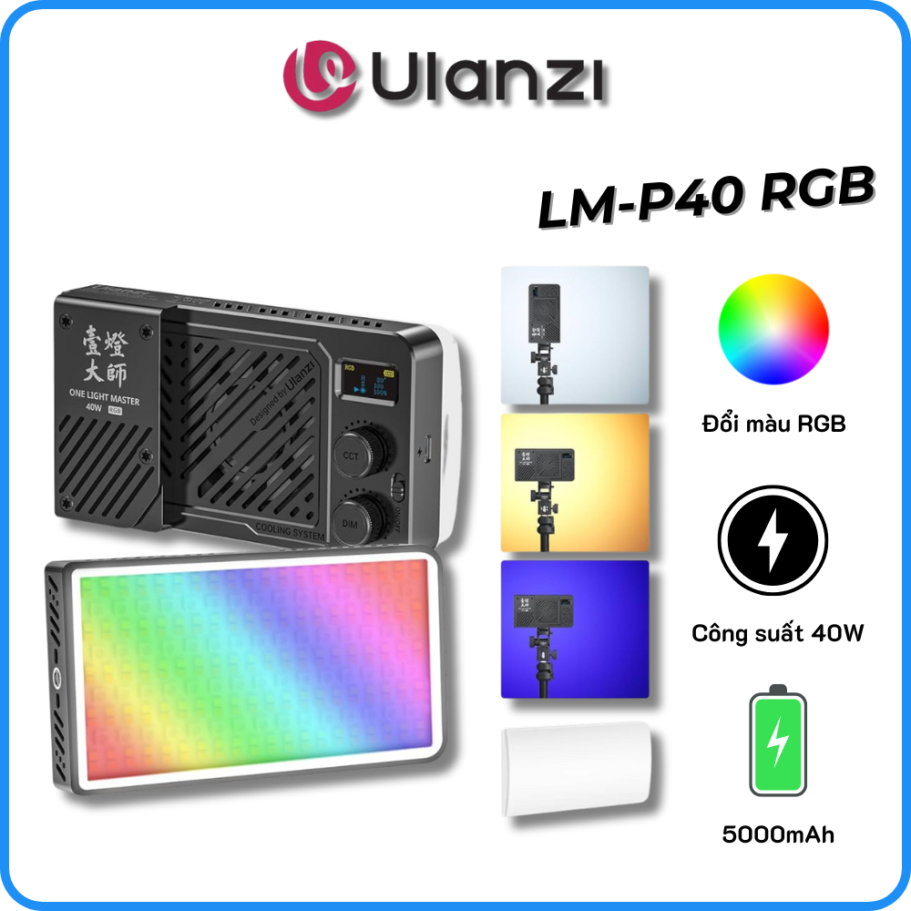 ULANZI LM-P40 Bi-Color / RGB - Đèn LED Trợ Sáng Cầm Tay, Công Suất 40W (2700-9000K)