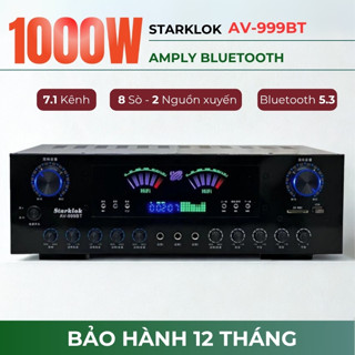 Amply Karaoke Bluetooth STARKLOK, SUNBUCK AV999BT, Công Suất 1000W, Âm ly Gia Đình Đa Chức Năng, Âm Thanh Vòm