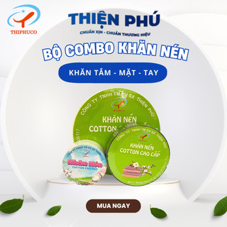 Bộ Combo Khăn Nén Du Lịch THIPHUCO Siêu Thấm Nước Tốt Vải Sợi Tự Nhiên, Tái Sử Dụng Nhiều Lần