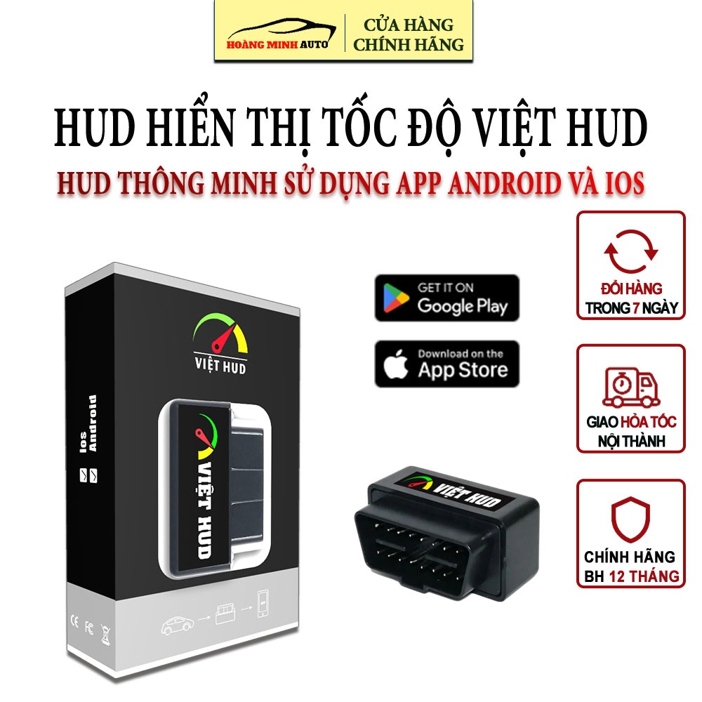 Hud hiển thị tốc độ xe ô tô và cảnh báo Việt HUD - Kết nối không dây