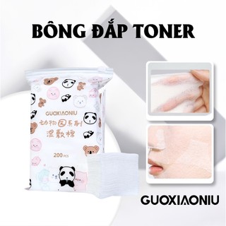 Bông Đắp Toner&Lotion GUOXIAONIU - 200 Miếng, Bông Cotton Siêu Mỏng, Thấm Nhanh, Dưỡng Da