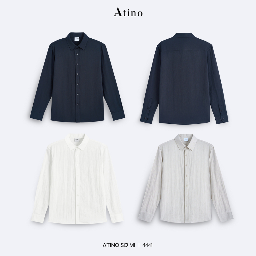Áo Sơ Mi Tay Dài Atino Dáng Slim 65% Cotton 35% Polyester Thoáng Mát Ít Nhăn L.3.4441