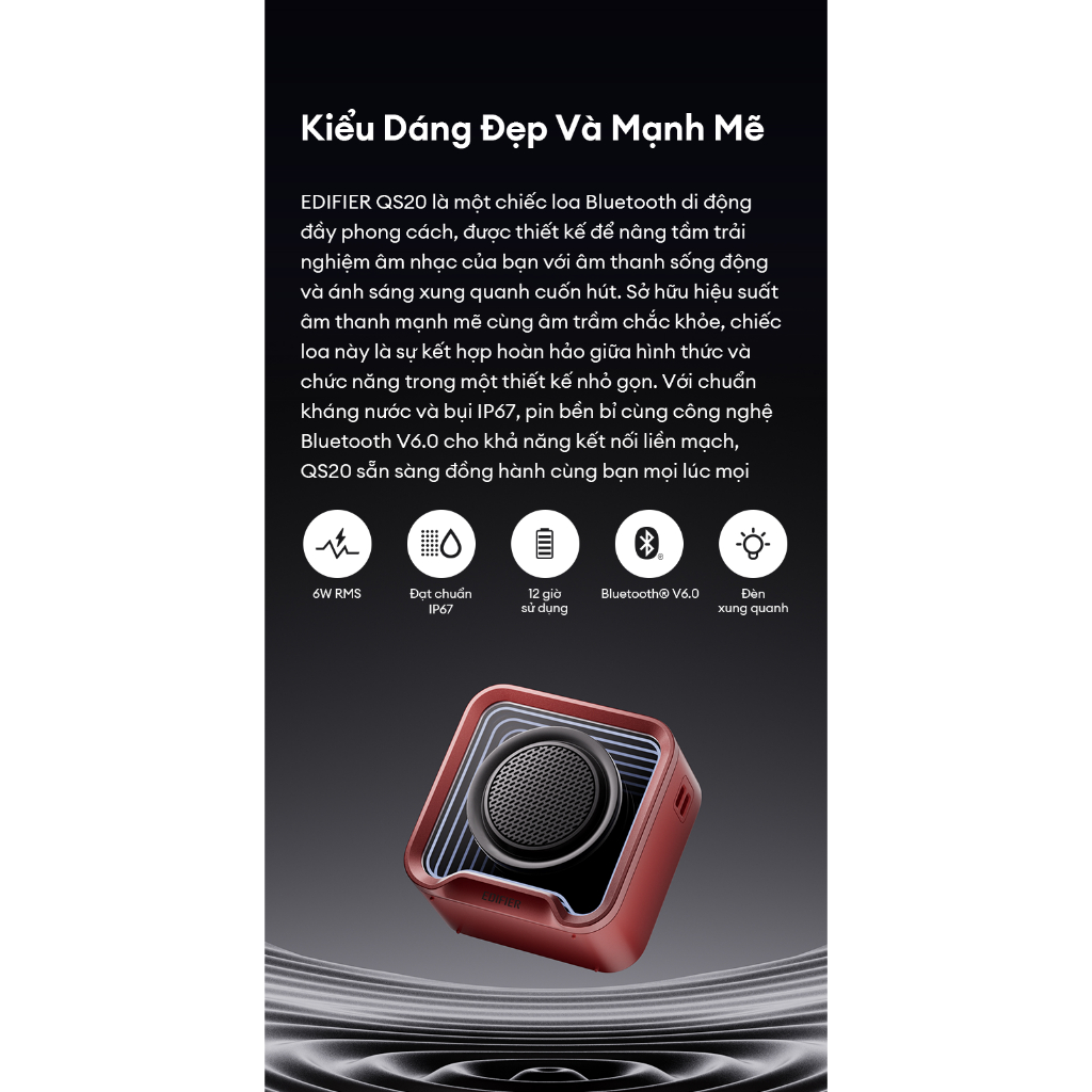 Loa Bluetooth Di Động 6.0 EDIFIER QS20 - Đến 12H Chơi Nhạc - Công Suất 6W - Chế Độ Âm Thanh Da Dạng - 15 Tháng Bảo Hành | BigBuy360 - bigbuy360.vn