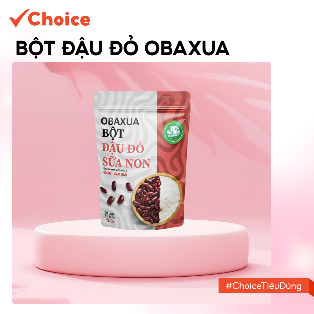   New   Choice  Bột đậu đỏ sữa non OBAXUA OG005 nguyên chất sạch mịn 100% organic 75g 