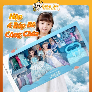  Đồ Chơi Hộp 4 Búp Bê Barbi Công Chúa Elsa Nhiều Váy Và Trang Điểm Cực Xinh Cho Bé Gái - BabyBee 