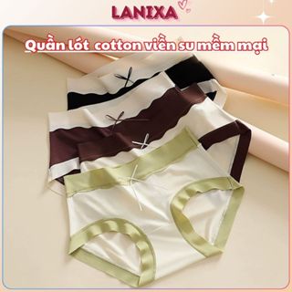  Quần lót nữ cotton dày dặn thấm hút mồ hôi cạp vừa tôn dáng gợi cảm đính nơ xinh xắn LANIXA L5529 