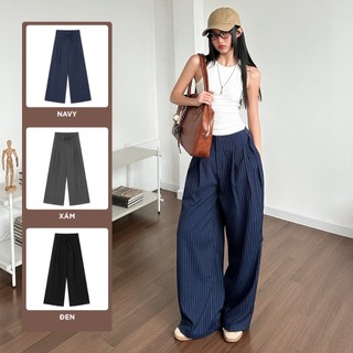  TUBYCATU | Quần Tây Nữ Ống Rộng Sọc Kẻ Juno Striped Pants Lưng Cao Cột Nơ Eo Vải Kaki Mềm Form Suông 