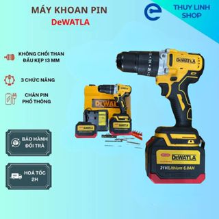 Máy Khoan Pin Cầm Tay DESAWI/ DeWATLA Không Chổi Than Có Búa Bắn Vít Rút Lõi Khoan Bê Tông Siêu Khỏe Bền Tặng Phụ Kiện