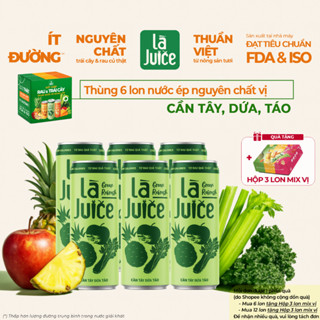 [TẶNG HỘP 3] THÙNG 6 LON Nước Ép CẦN TÂY, DỨA, TÁO Nguyên Chất Là Juice. Detox, Ít Đường/Calo