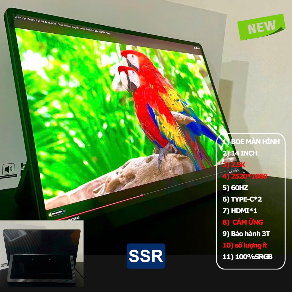 [Tặng bao da bảo vệ] BOE Màn hình di động Cảm Ứng IPS FHD/2.5K, 60hz-144hz Type C /HDMI | BigBuy360 - bigbuy360.vn