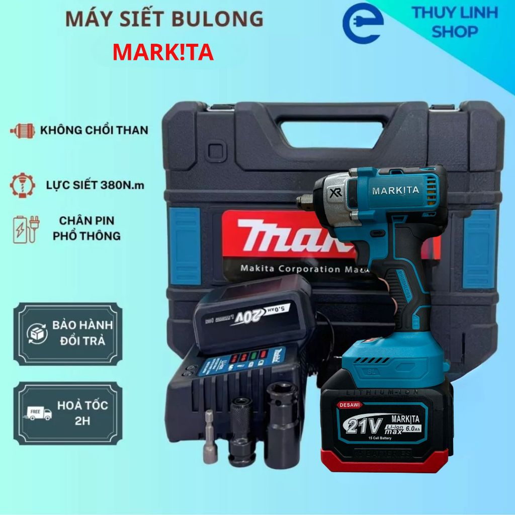 Máy Siết Bulong Bắn Vít Makita 20V Không Chổi Than Mở Bu Lông Khỏe Hơn Hitachi 380N Khoan Bê Tông Rút Lõi Tặng Phụ Kiệ