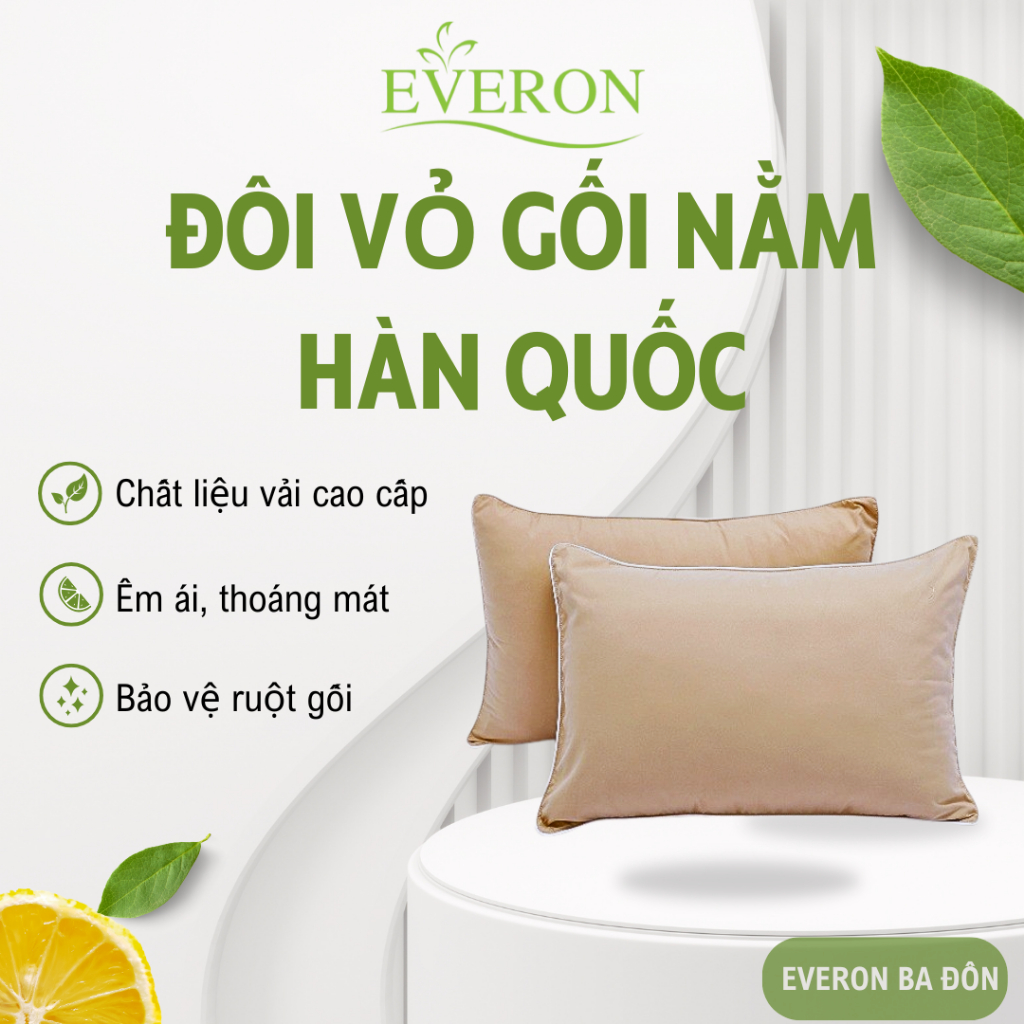 Cặp Vỏ Gối Nằm Everon K-Bedding 45x65cm – Vải Microfiber Cao Cấp Mềm Mịn, Thoáng Mát, Vỏ Gối Everon 