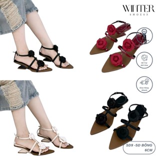 SANDAL ĐAN CHÉO MŨI NHỌN ĐÍNH HOA WINTER ( SD9-6CM) HOT HIT